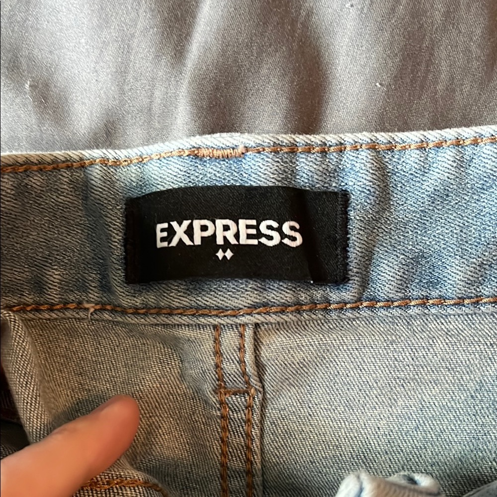 Express Blue Jean Shorts with Cuffed Hem - Picture 3 of 4